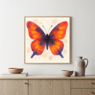Arte de Acuarela Mariposa de Puesta de Sol Ardient