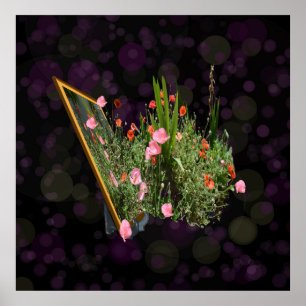 Arte De Adormidera Rosa Y Rojo,