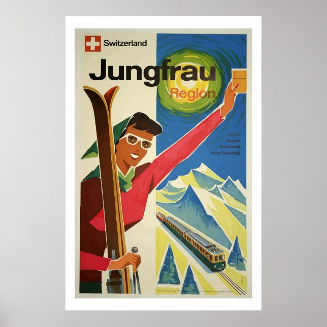 Arte de afiches de viaje de Jungfrau Suiza (Frente)