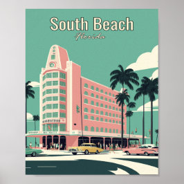 Arte de afiches Minimalistas de South Beach Florid