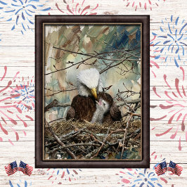 Arte de águila calva y aguilucho al acuarela