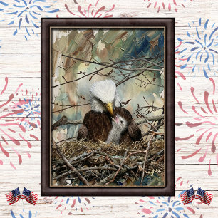 Arte de águila calva y aguilucho al acuarela