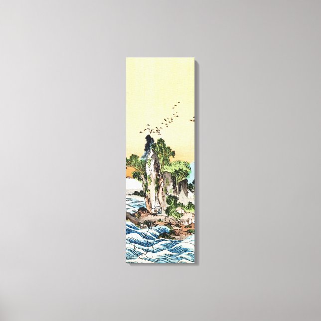 Arte de aldea de roca marina ukiyo-e vintage japon (Anverso)