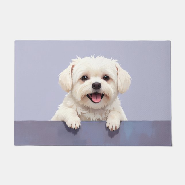 Arte de Alfombra de Entrada de Perro Maltés (Anverso)