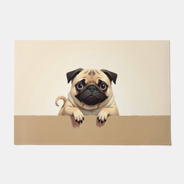 Arte de Alfombra de Entrada de Perro Pug (Anverso)