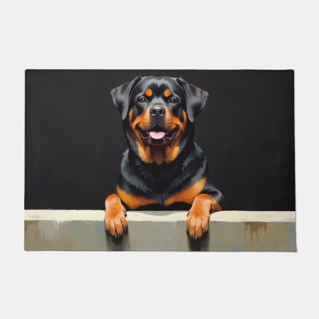 Arte de Alfombra de Entrada de Perro Rottweiler (Anverso)