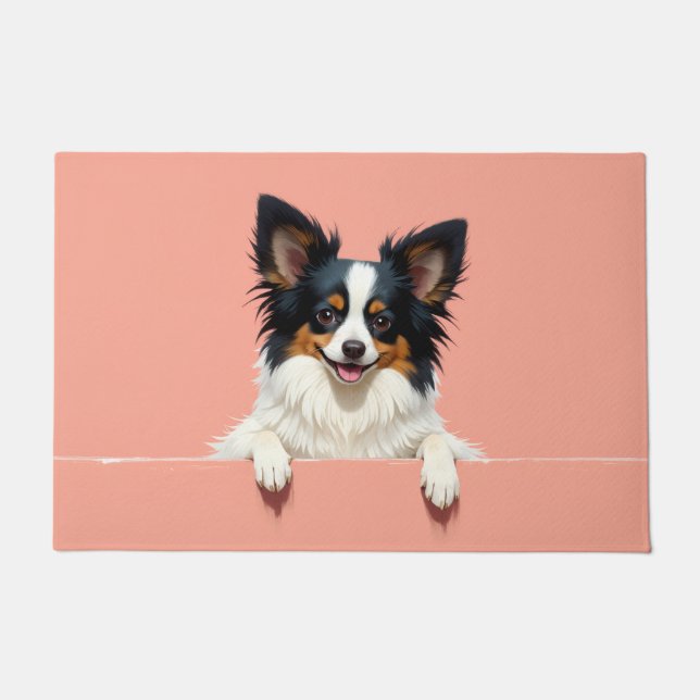 Arte de Alfombra de Entrada para Perro Papillon (Anverso)