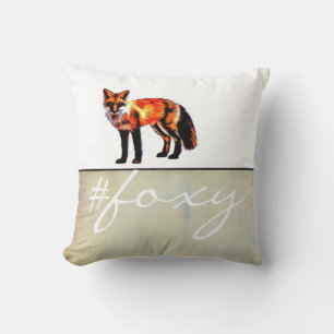 arte de almohada de zorro rojo foxy con texto