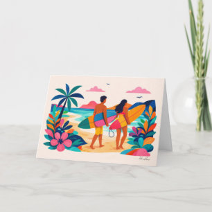 Arte de aloha hawaii surfista en blanco por dentro