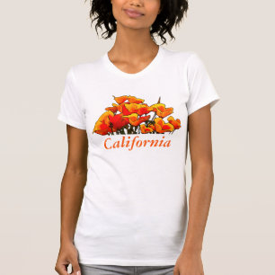 Arte de amapola estilizado, camiseta de texto "Cal