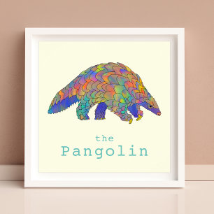 Arte de animal colorido pangolín lindo