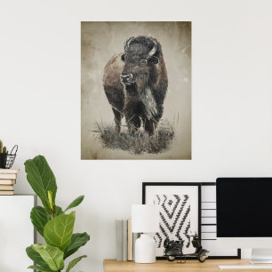 Arte de animal de Bisonte Búfalo con aspecto vinta