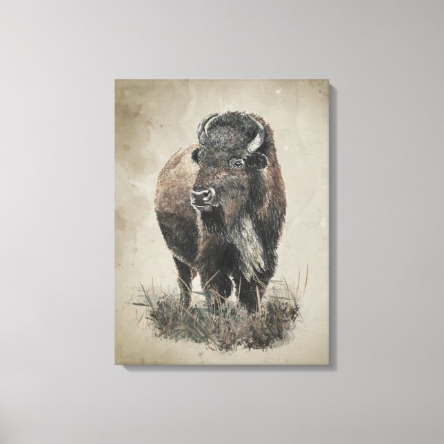 Arte de animal de bisonte búfalo con aspecto vinta (Anverso)