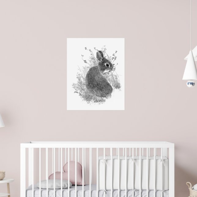 Arte de animal de conejo Bunny lindo acuarela (Guardería 2)