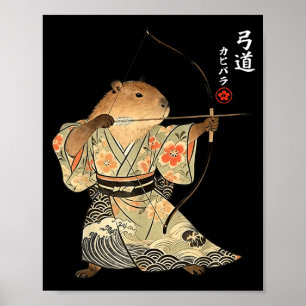 Arte de animal japonés Samurái Kyudo Arquería Capi