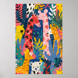 Arte de Animales de la Jungla Inspirado en Matisse