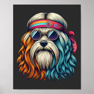 Arte de animales divertidos en cabeza de perro hip