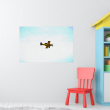 Arte de Antiguo Avión Amarillo con Hélice