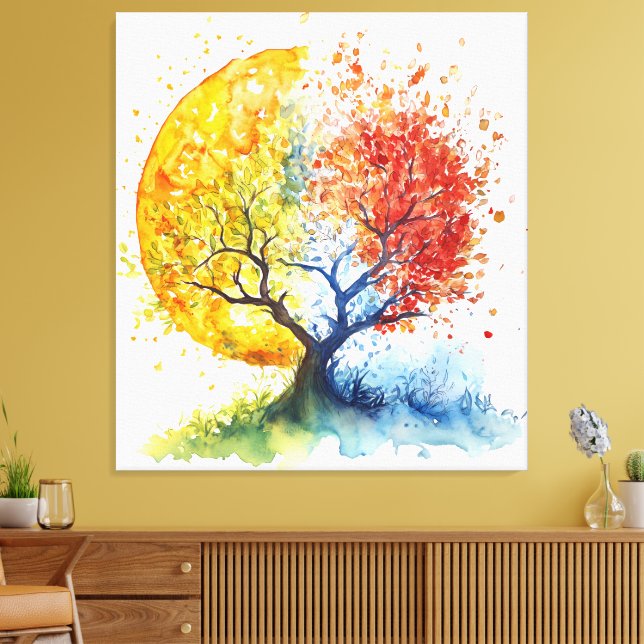 Arte de árbol circular de armonía otoñal | Vibrant (Insitu (Sala de estar))