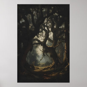 Arte de árbol de bosque oscuro, Arte de pared de l