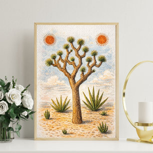 Arte de árbol de Joshua   Arte de pared boho natur