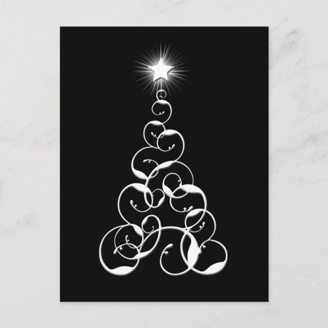 Arte de árbol de Navidad blanco y negro (Anverso)
