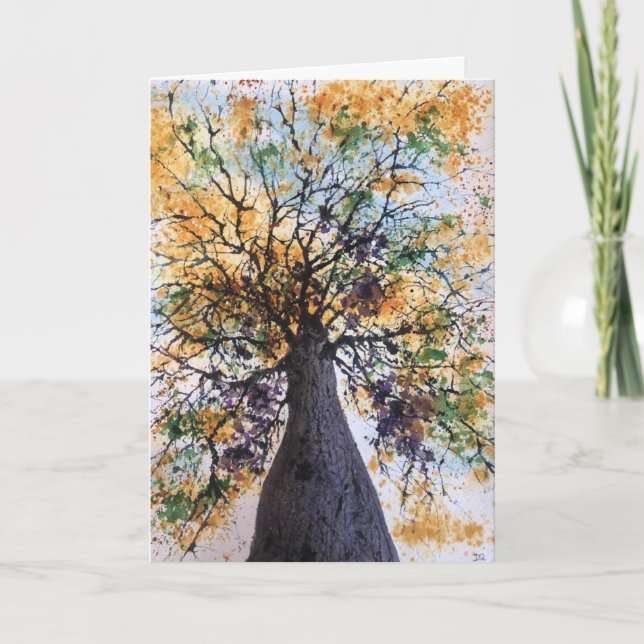 Arte de árbol original en tarjeta en blanco (Anverso)