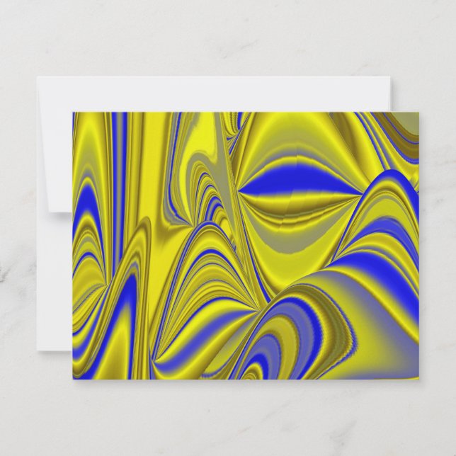 Arte de arcoíris abstracto 3D en azul amarillo oro (Anverso)