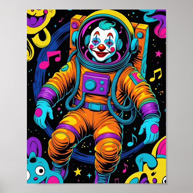 Arte de astronauta payaso sicodélico colorido (Frente)