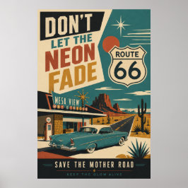 Arte de automóvil clásico del motel vintage ruta 6