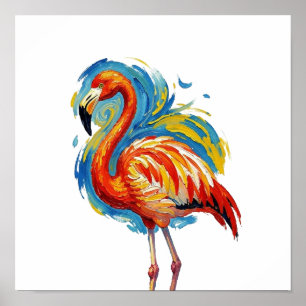 Arte de ave con pincelada abstracta de flamenco co