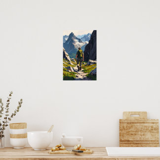 Arte de aventura de excursionista de montaña