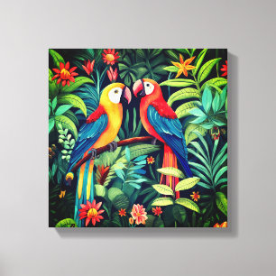 Arte de aves de dibujos animados en la selva