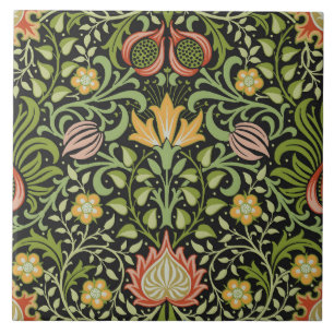 Arte de azulejos florales persas negros de William