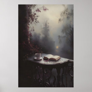 Arte de balcón victoriano melancólico con libro ab