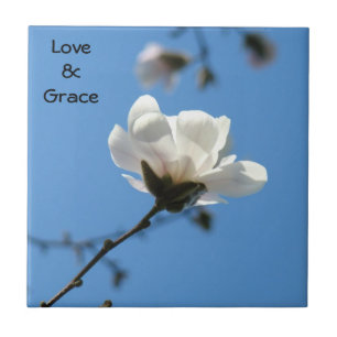 Arte de baldosas Amor y Gracia Flor de Magnolia Bl