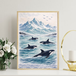 Arte de ballena orca escena del océano