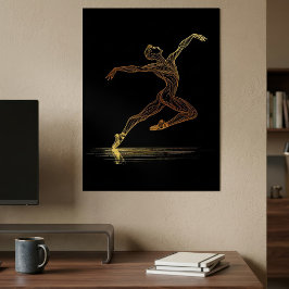 Arte de ballet de línea dorada Bailarín elegante I