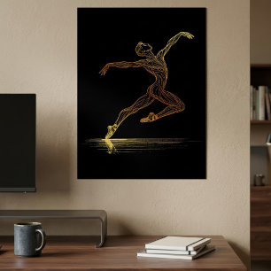 Arte de ballet de línea dorada Bailarín elegante I