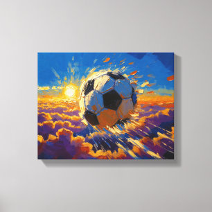 Arte de Balón de Fútbol Volador (Pintura al Óleo N