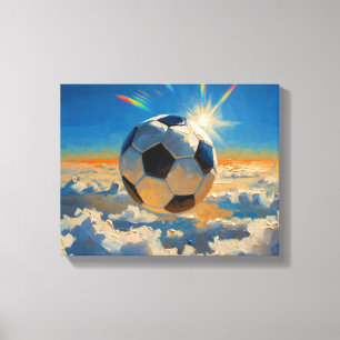 Arte de Balón de Fútbol Volador (Pintura al Óleo N