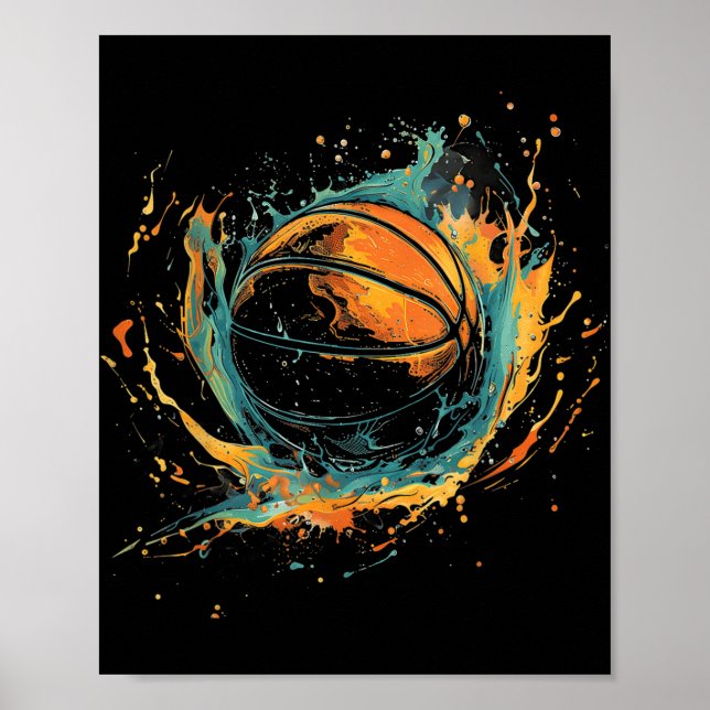 Arte de baloncesto Amante del baloncesto Acuarela  (Frente)