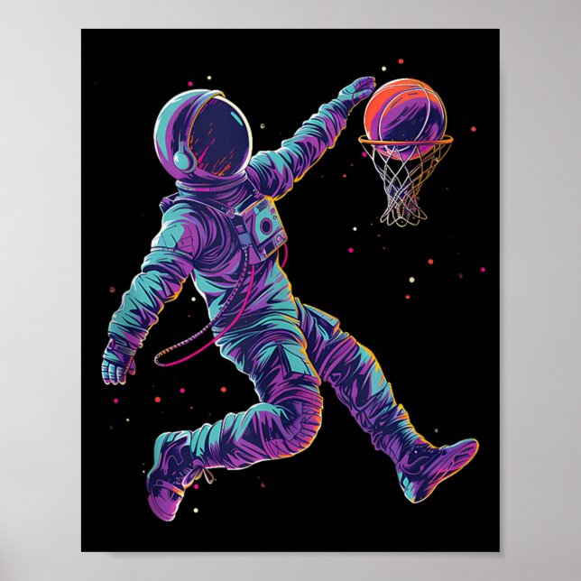 Arte de baloncesto astronauta slam dunk jugador de (Frente)