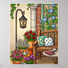 Arte de banco de jardín acogedor