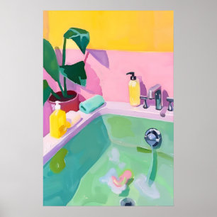 Arte de Bañera Colorida Impresión de Baño Capricho