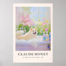 Arte de baño de Akita Inu Impresión estilo Monet A