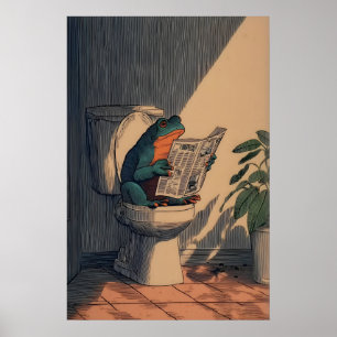 Arte de baño de rana Impresión de dibujo lineal mi