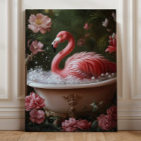 Arte de baño floral tropical flamenco bañera