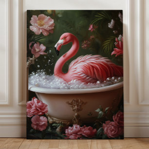 Arte de baño floral tropical flamenco bañera
