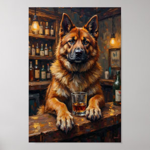 Arte de Bar Akita, Arte de Pared Divertido de Perr